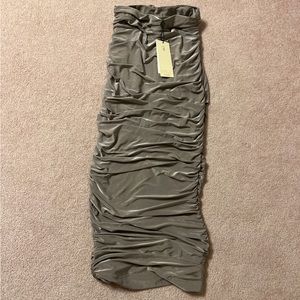 Club London midi ruched purple skirt